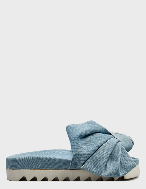 женские голубые текстильные Шлепанцы Joshua Sanders JS-10060-Azure-Denim-Bow_blue - фото-5