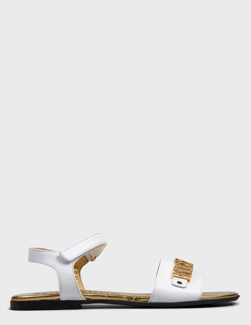 женские белые кожаные Сандалии Moschino 77387-gold_white - фото-5